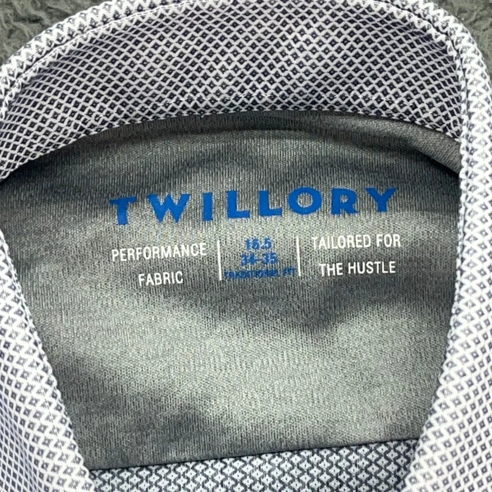 TWILLORY Mens Performance Fabric Dress Shirt Micro‎ Geometric Print Tailored Fit